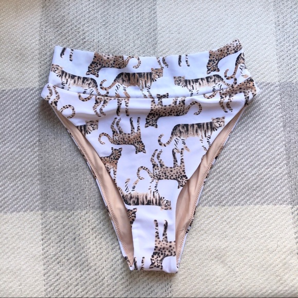 High waisted white vintage tiger print cheeky - Picture 3 of 6